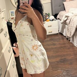 White Patterned Mini Dress